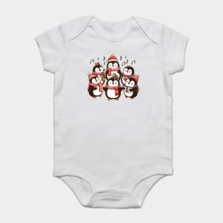Festive Penguin Carolers Singing Christmas Cute Carols Baby Bodysuit